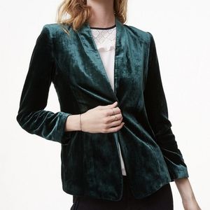 Loft green velvet open blazer size medium